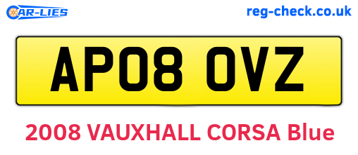 AP08OVZ are the vehicle registration plates.