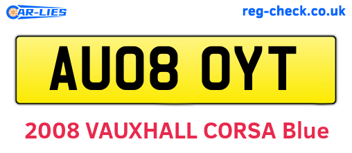 AU08OYT are the vehicle registration plates.