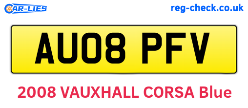 AU08PFV are the vehicle registration plates.