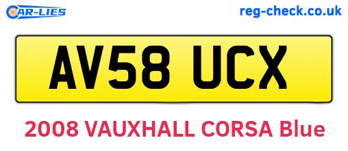 AV58UCX are the vehicle registration plates.