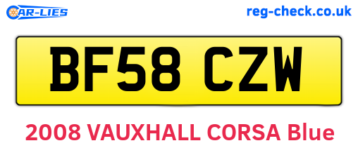 BF58CZW are the vehicle registration plates.