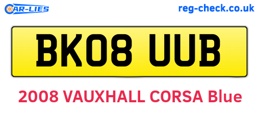 BK08UUB are the vehicle registration plates.