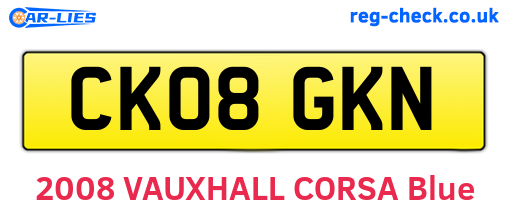 CK08GKN are the vehicle registration plates.
