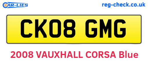 CK08GMG are the vehicle registration plates.