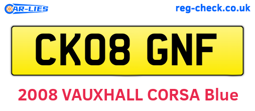 CK08GNF are the vehicle registration plates.