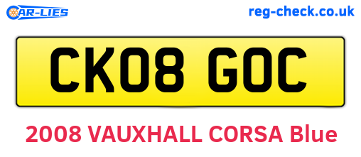 CK08GOC are the vehicle registration plates.