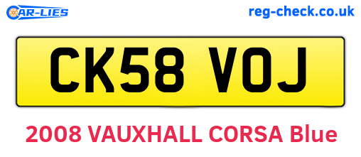CK58VOJ are the vehicle registration plates.