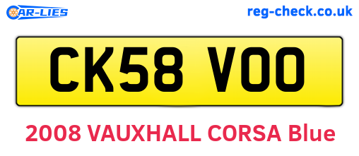CK58VOO are the vehicle registration plates.