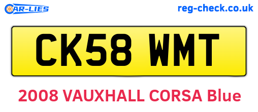 CK58WMT are the vehicle registration plates.