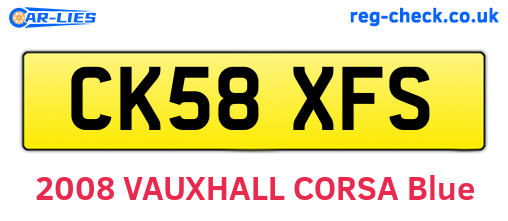 CK58XFS are the vehicle registration plates.