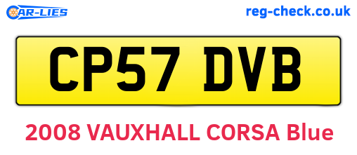 CP57DVB are the vehicle registration plates.