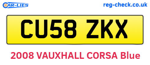 CU58ZKX are the vehicle registration plates.