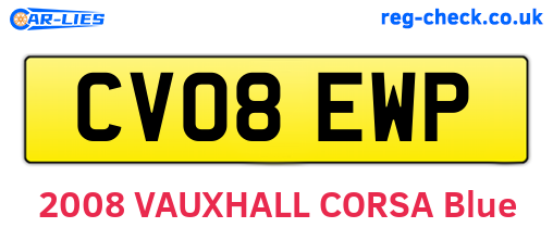 CV08EWP are the vehicle registration plates.