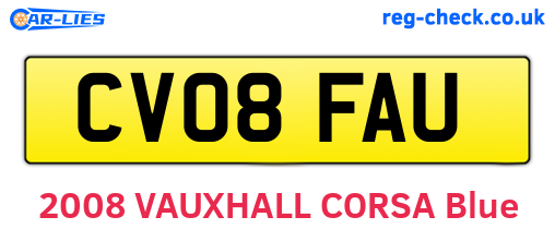 CV08FAU are the vehicle registration plates.
