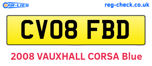 CV08FBD are the vehicle registration plates.