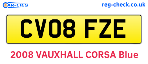 CV08FZE are the vehicle registration plates.