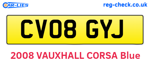 CV08GYJ are the vehicle registration plates.