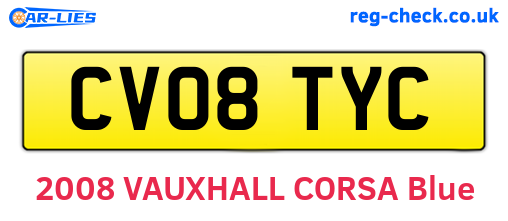 CV08TYC are the vehicle registration plates.