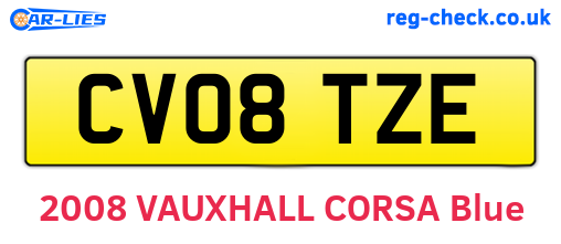 CV08TZE are the vehicle registration plates.