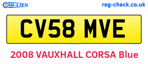 CV58MVE are the vehicle registration plates.