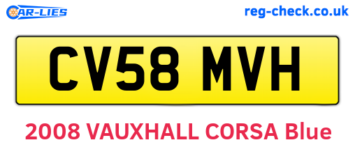 CV58MVH are the vehicle registration plates.