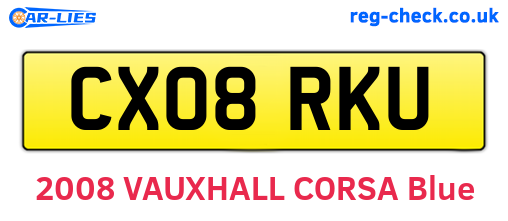 CX08RKU are the vehicle registration plates.