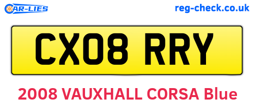 CX08RRY are the vehicle registration plates.