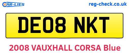 DE08NKT are the vehicle registration plates.