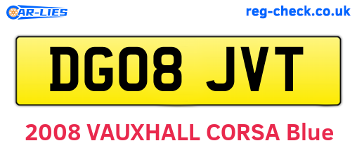 DG08JVT are the vehicle registration plates.