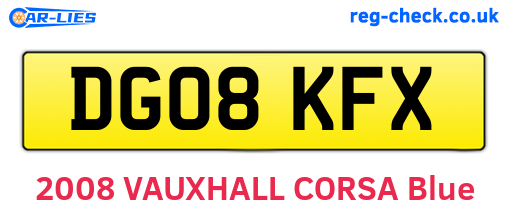DG08KFX are the vehicle registration plates.
