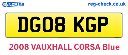 DG08KGP are the vehicle registration plates.
