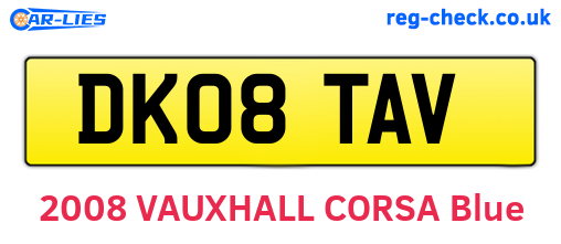 DK08TAV are the vehicle registration plates.