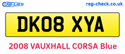 DK08XYA are the vehicle registration plates.