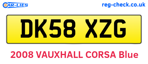 DK58XZG are the vehicle registration plates.
