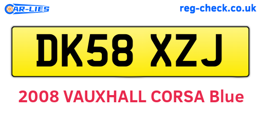 DK58XZJ are the vehicle registration plates.