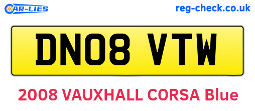 DN08VTW are the vehicle registration plates.