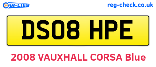 DS08HPE are the vehicle registration plates.