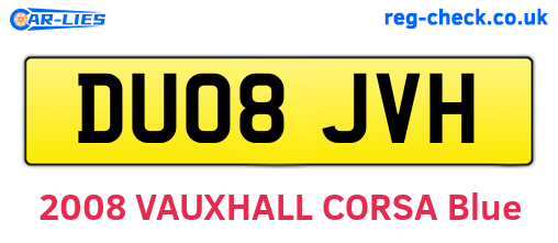 DU08JVH are the vehicle registration plates.