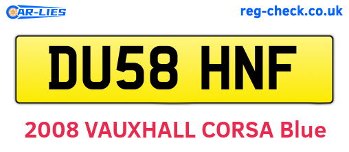 DU58HNF are the vehicle registration plates.