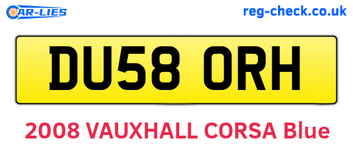DU58ORH are the vehicle registration plates.