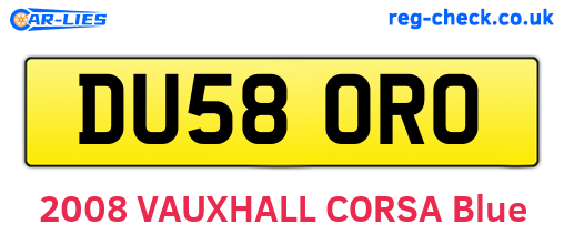 DU58ORO are the vehicle registration plates.