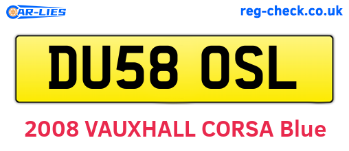 DU58OSL are the vehicle registration plates.
