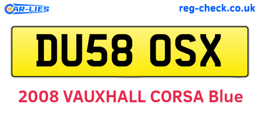 DU58OSX are the vehicle registration plates.