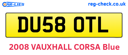 DU58OTL are the vehicle registration plates.