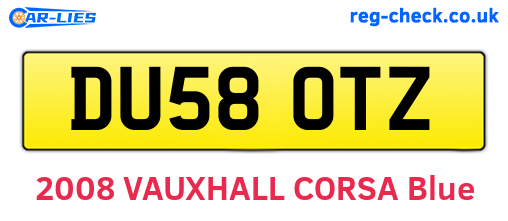 DU58OTZ are the vehicle registration plates.