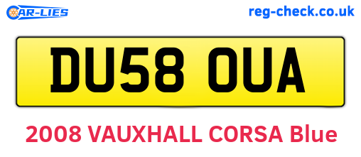 DU58OUA are the vehicle registration plates.