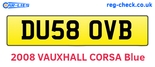 DU58OVB are the vehicle registration plates.