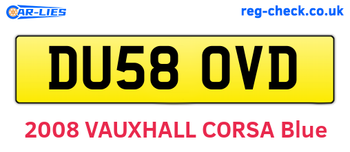 DU58OVD are the vehicle registration plates.