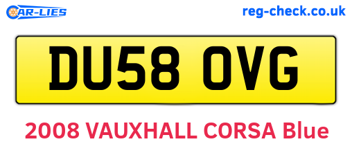 DU58OVG are the vehicle registration plates.