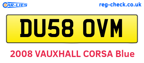 DU58OVM are the vehicle registration plates.